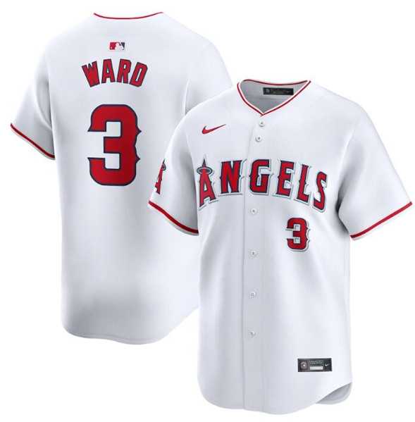 Mens Los Angeles Angels #3 Taylor Ward White Home Limited Baseball Stitched Jersey Dzhi